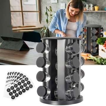 16 НАБОР СПЕЦИЙ, ПОДСТАВКА, КОНТЕЙНЕР, БАНКА ДЛЯ СПЕЦИЙ, ВРАЩАЮЩАЯСЯ + НАКЛЕЙКИ