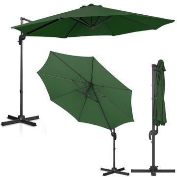 DUŻY PARASOL OGRODOWY NA WYSIĘGNIKU Z KORBĄ 300cm