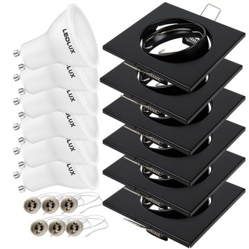 6x oprawa halogenowa RUCHOMA kwadrat + LED GU10 5,5W