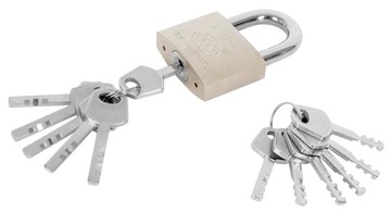 НАВЕСНОЙ ЗАМОК ИЗ НИКЕЛЕВОЙ ЗАКАЛЕННОЙ СТАЛИ 50 мм, 12 КЛЮЧЕЙ в комплекте