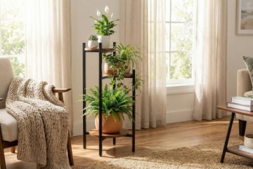 СТАНДАРТ FLOWER METAL FLOWER STANDER OAK RUSTIC LOFT 80 см