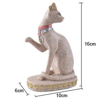 2x Statuetka Kota Mau Retro Ręcznie Rzeźbiona