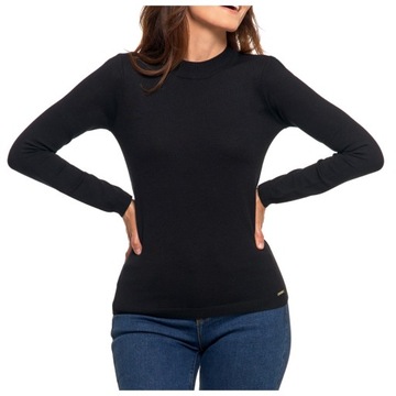 PÓŁGOLF SWETER DAMSKI GŁADKI DLA NIEJ MORAJ WISKOZA DŁUGI RĘKAW BLACK M