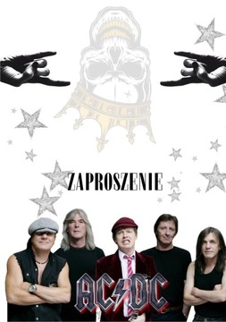 ACDC ПРИГЛАШЕНИЕ МУЗЫКАЛЬНЫЕ МЕТАЛЛ ПРИГЛАШЕНИЯ 20x15 см