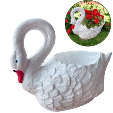 DONICA W KSZTAŁCIE ŁABĘDZIA OSŁONKA NA KWIATY FIGURA OGRODOWA PTAK H:35CM