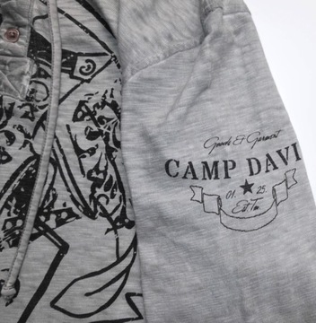 CAMP DAVID M/L SZARA BLUZA KOSZULKA BAWEŁNA BAWEŁNIANA KAPTUR KANGUREK