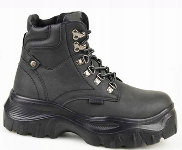 BIG STAR KK274368 buty trekkingowe trapery czarne na platformie r. 37