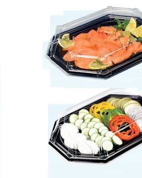 ЧЕРНЫЙ ПЛАСТИКОВЫЙ ПОДНОС С КРЫШКОЙ 22x31x6см RED PLAST