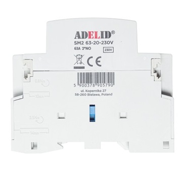STYCZNIK MODUŁOWY 63-20 230V 63A 40A 1P 2Z 1-FAZ