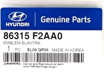 ZNAK VÍKO KUFRU NÁPIS ZNAKY HYUNDAI ELANTRA NOVÝ OE