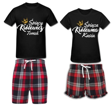 2x PIŻAMY DLA PARY ZAKOCHANYCH PREZENT WALENTYNKI PERSONALIZOWANE IMIONA