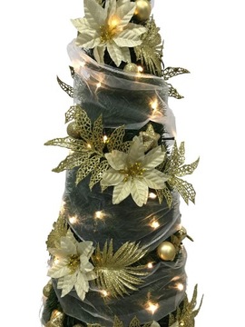 ДЕКОРИРОВАННЫЙ КОНУС РОЖДЕСТВЕНСКИЙ ОРНАМЕНТ ИСКУССТВЕННАЯ РОЖДЕСТВЕНСКАЯ ЕЛКА, УКРАШЕННАЯ 180см + LED