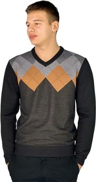 Y2895 Pierre Cardin V-Neck Argyle Knitted Jumper SWETER MĘSKI M