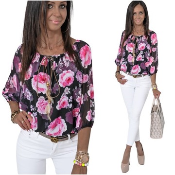 ZWIEWNA SZYFONOWA LETNIA BLUZKA ASTRO! WZ.2