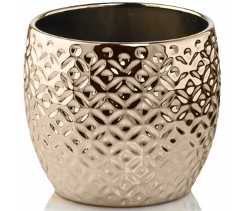 Doniczka złota mała kula osłonka ceramiczna 11x9,5