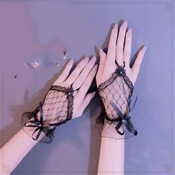 Damskie rękawiczki ślubne Koronkowe rękawiczki bez palców