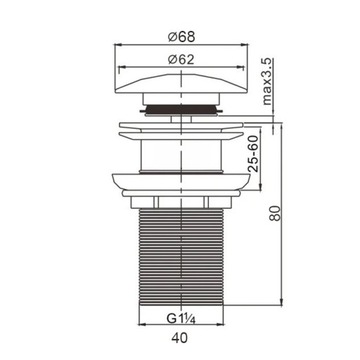 АВТОМАТИЧЕСКАЯ КРЫШКА ДЛЯ УМЫВАЛЬНИКА С ПЕРЕЛИВОМ, click clack, ЧЕРНЫЙ SATIN CLICK