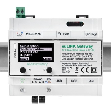 Eulink Lite Fibaro Dali Gate, Modbus Rtu TCP, RTS