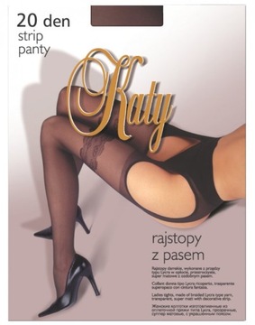 Katy STRIP PANTY pończochy z pasem nero-bianco r.3