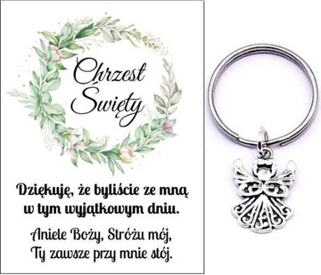 PODZIĘKOWANIE DLA GOŚCI CHRZEST ŚWIĘTY ANIOŁEK BRELOK PAMIĄTKA UPOMINEK