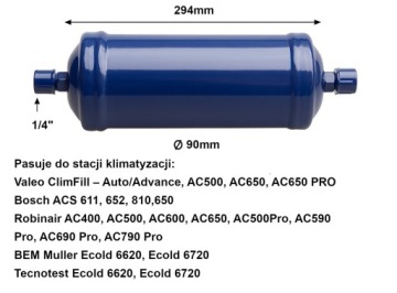 Filtr odkapávač pro stanici Robinair Spx Valeo Bosch Ø90 x 294 mm gw 1/4“