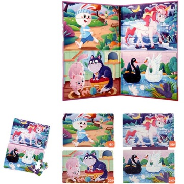 Puzzle Magnetyczne UKŁADANKA 4 w 1 Duża książka
