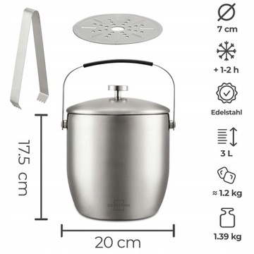 Большое ведро для льда объемом 3 л с крышкой и щипцами