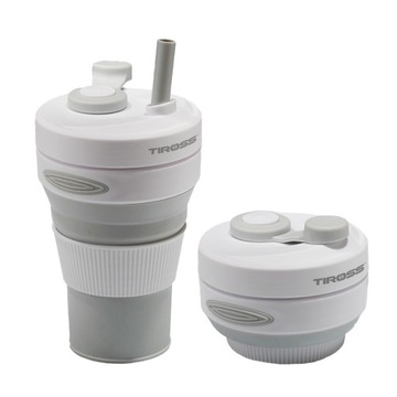 Składany KUBEK TIROSS Silikonowy 450 ml + słomka