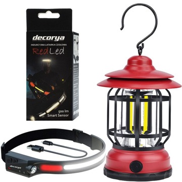 LAMPKA LED BIWAKOWA SURVIVALOWA + LATARKA CZOŁÓWKA NA GŁOWĘ CZOŁO USB TYP C