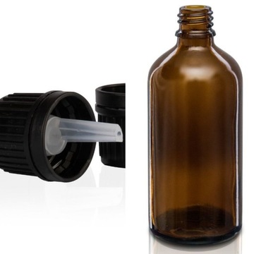 Butelka szklana 100ml z kroplomierzem czarnym (P)