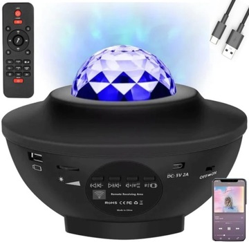 PROJEKTOR GWIAZD RZUTNIK NIEBA LAMPKA NOCNA LED GŁOŚNIK BLUETOOTH + PILOT