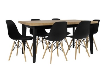 Duży stół 90x160/210 i 6 krzeseł Skandynawski Loft