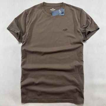 HOLLISTER t-shirt brązowy chest log XL