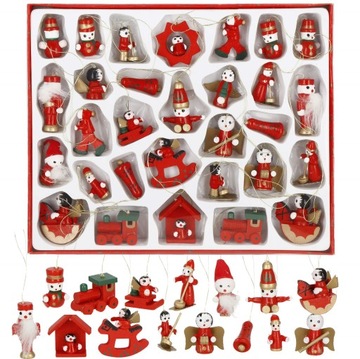 Деревянные рождественские елки украшения 30 безделушек для рождественской елки