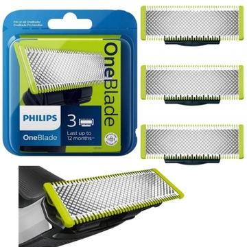 PHILIPS ONEBLADE 3 x MOCNE OSTRE WYMIENNE KOŃCÓWKI