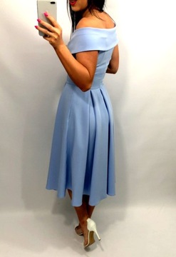 Sukienki na Wesele Marilyn Monroe Midi Rozkloszowana Elegancka Błękitna M
