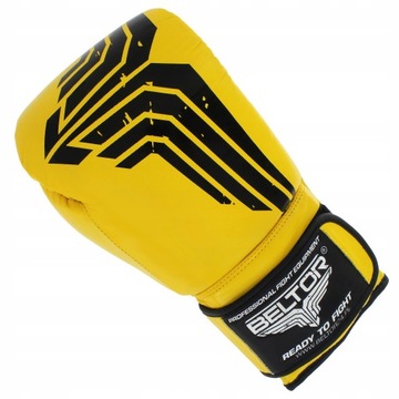 BELTOR RĘKAWICE BOKSERSKIE STORM SPARINGOWE TRENINGOWE SKÓRA ŻÓŁTE 12 OZ