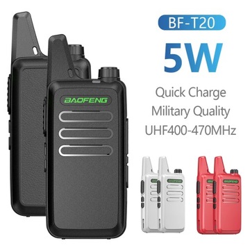 2 шт. Baofeng BF-T20 5 Вт портативная мини-рация VOX с зарядкой через USB