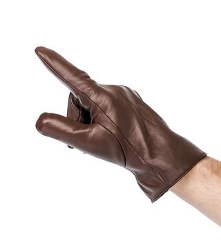 Brązowe rękawiczki skórzane męskie ze ściągaczem Rovicky
