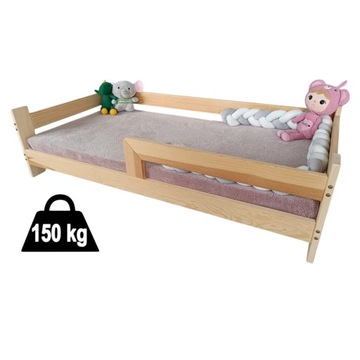ŁÓŻKO DZIECIĘCE DREWNIANIE DLA DZIECKA + STELAŻ + BARIERKA 90x180