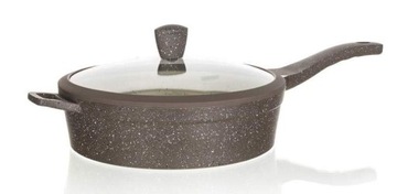 PATELNIA GŁĘBOKA z pokrywą ALUMINIUM 28 cm MARRONE