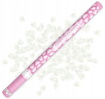 Трубка конфетти для стрельбы СЕРДЦЕ БЕЛАЯ Свадьба 80 см