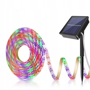 SOLARNA TAŚMA LED SMD WODOODPORNA 5M KOLOROWA
