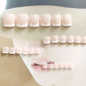 НАСКОРЕСНЫЕ НОГТИ НАКЛЕЙКИ КЛАССИЧЕСКИЙ ФРАНЦУЗСКИЙ САМОКЛЕЯЩИЕСЯ 24 ШТ.