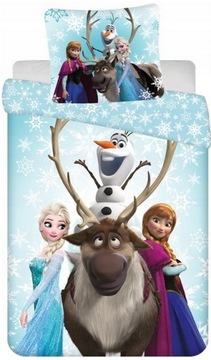 POŚCIEL 160x200 FROZEN KRAINA LODU ANNA ELSA OLAF BAWEŁNIANA DLA DZIECKA