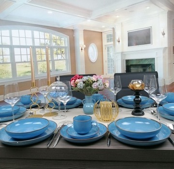 BOGUCICE RUSTIC BLUE 6 x ЧАШКИ 260 МЛ + Блюдца BLUE ELEGANT