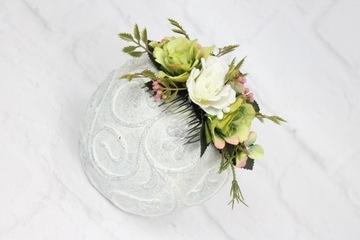 Гребень для волос розовая роза GREEN CREAM свадьба