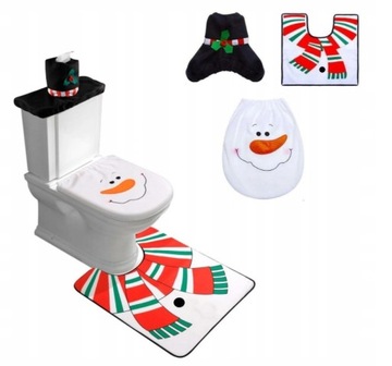 ZESTAW ŚWIĄTECZNY WC BAŁWAN ŁAZIENKOWY DYWANIK POKROWIEC NA DESKĘ 3w1