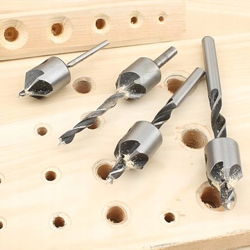Zestaw Wierteł z Pogłębiaczem do Drewna Do Wiertarki Wkrętarki 4szt.