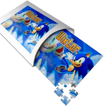 PUZZLE prezent ŚWIĘTA SONIC HEDGEHOG TWOJE IMIĘ
